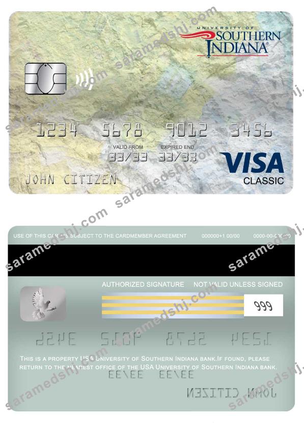 USA University of Southern Indiana bank visa classic card